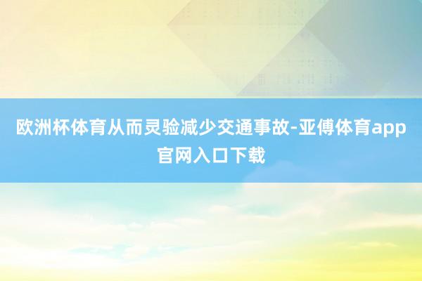 欧洲杯体育从而灵验减少交通事故-亚傅体育app官网入口下载